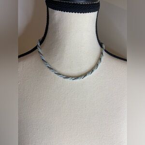 Women’s Vintage collarbone Micro beads‎ necklace shades of baby blue and gray